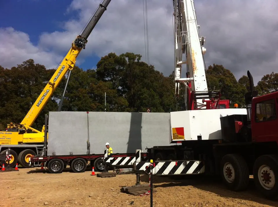 Completed lift with crane demobilising